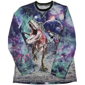 Wonder Nation GLOW IN THE DARK Top DINOSAURS N SPACE SHIRT SIZE ( 10-12 ) Large